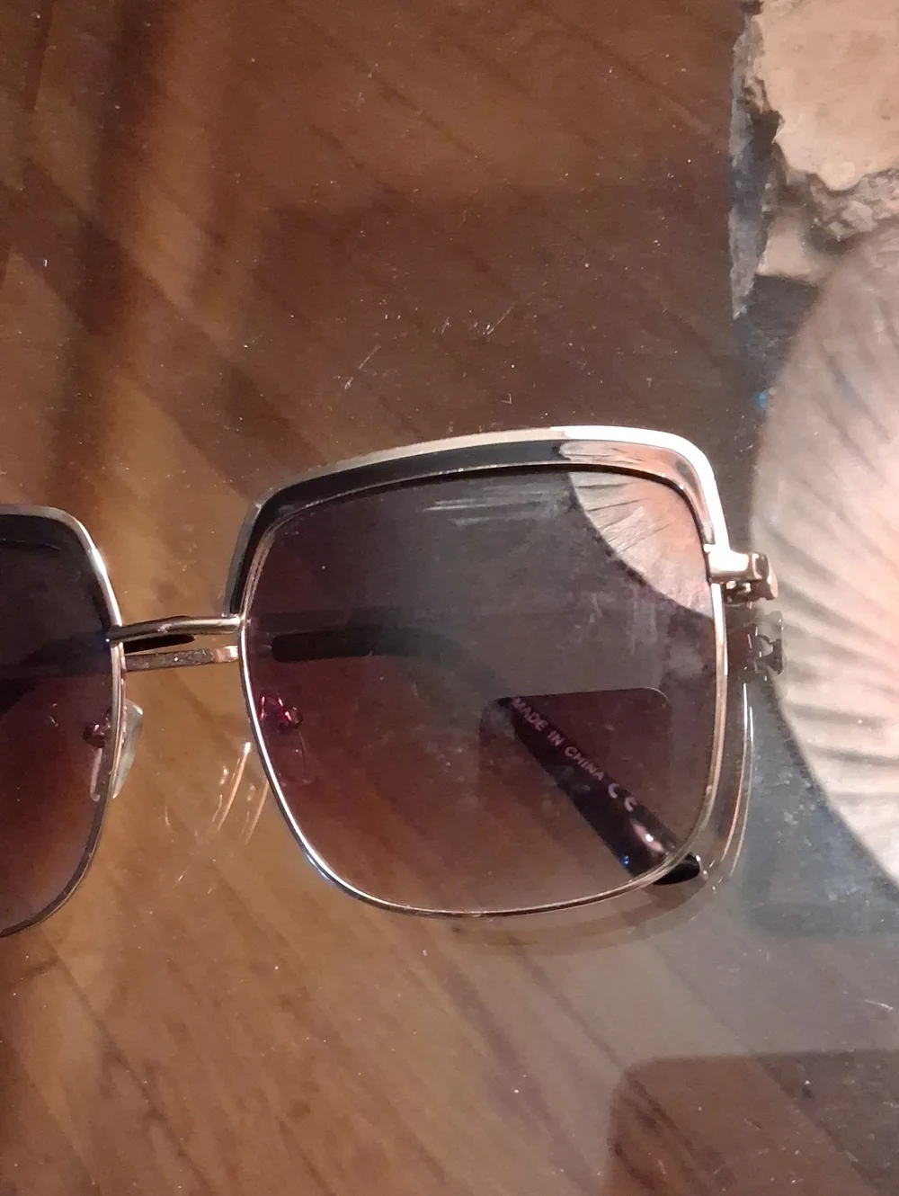 Gold Frame Women's Square Sunglasses with Gradient Brown Lenses